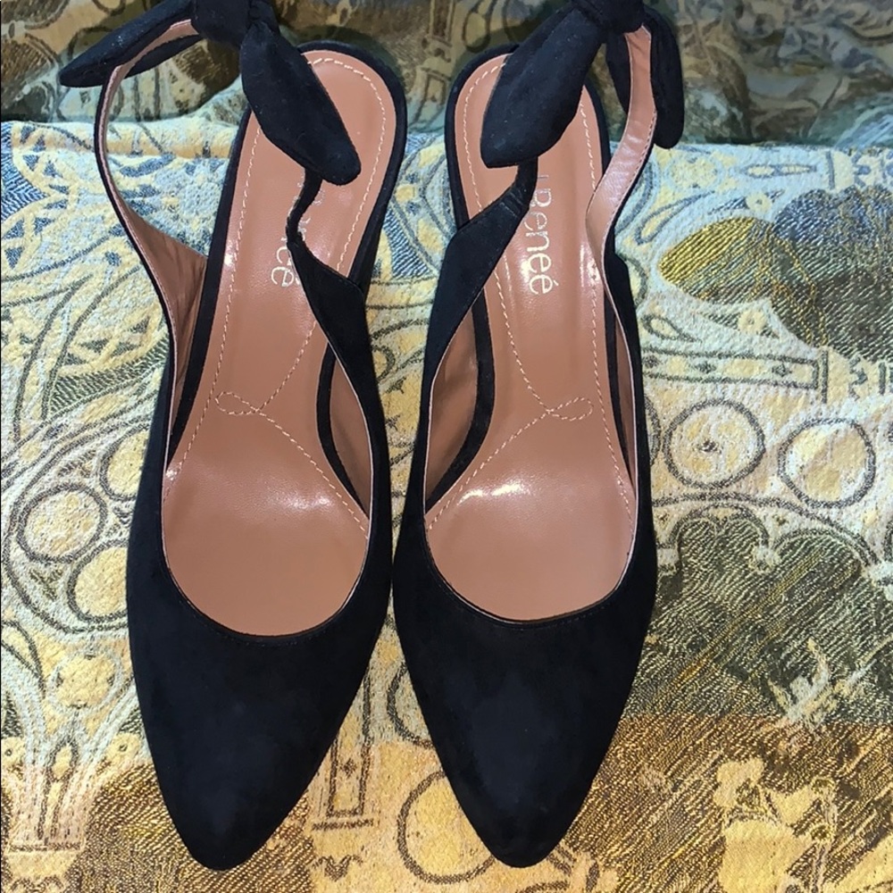 J. Renee sling back suede pumps
